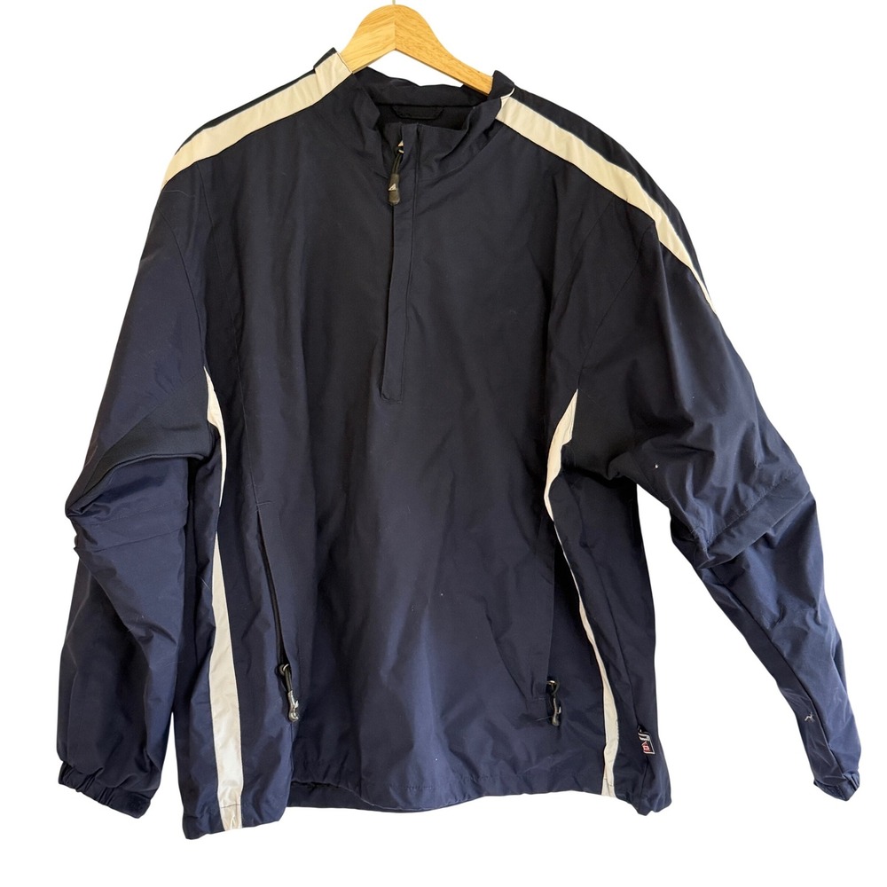 Pro Celebrity‎ Mens Navy Blue Quarter Zip Convertible Windbreaker Jacket Size M